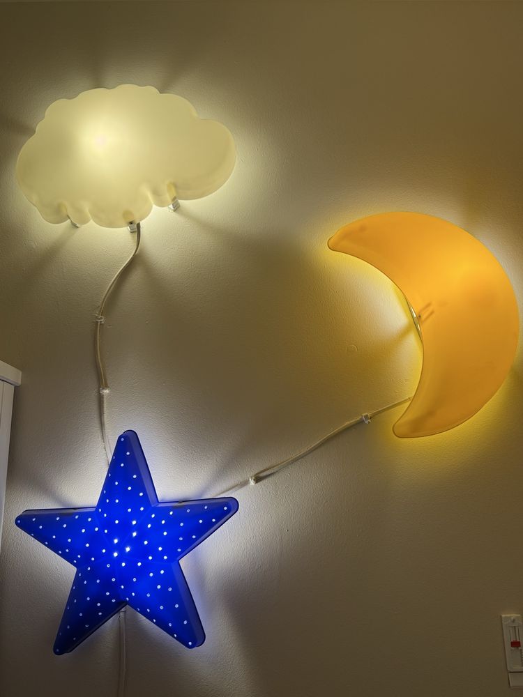 Lampy Ikea zestaw księżyc chmurka gwiazda lampa ścienna