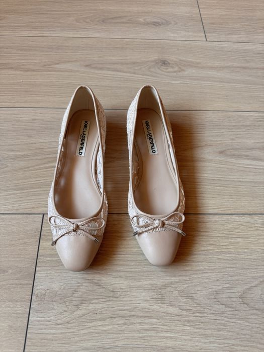 Шикарні шкіряні з кружевов балетки Karl Lagerfeld