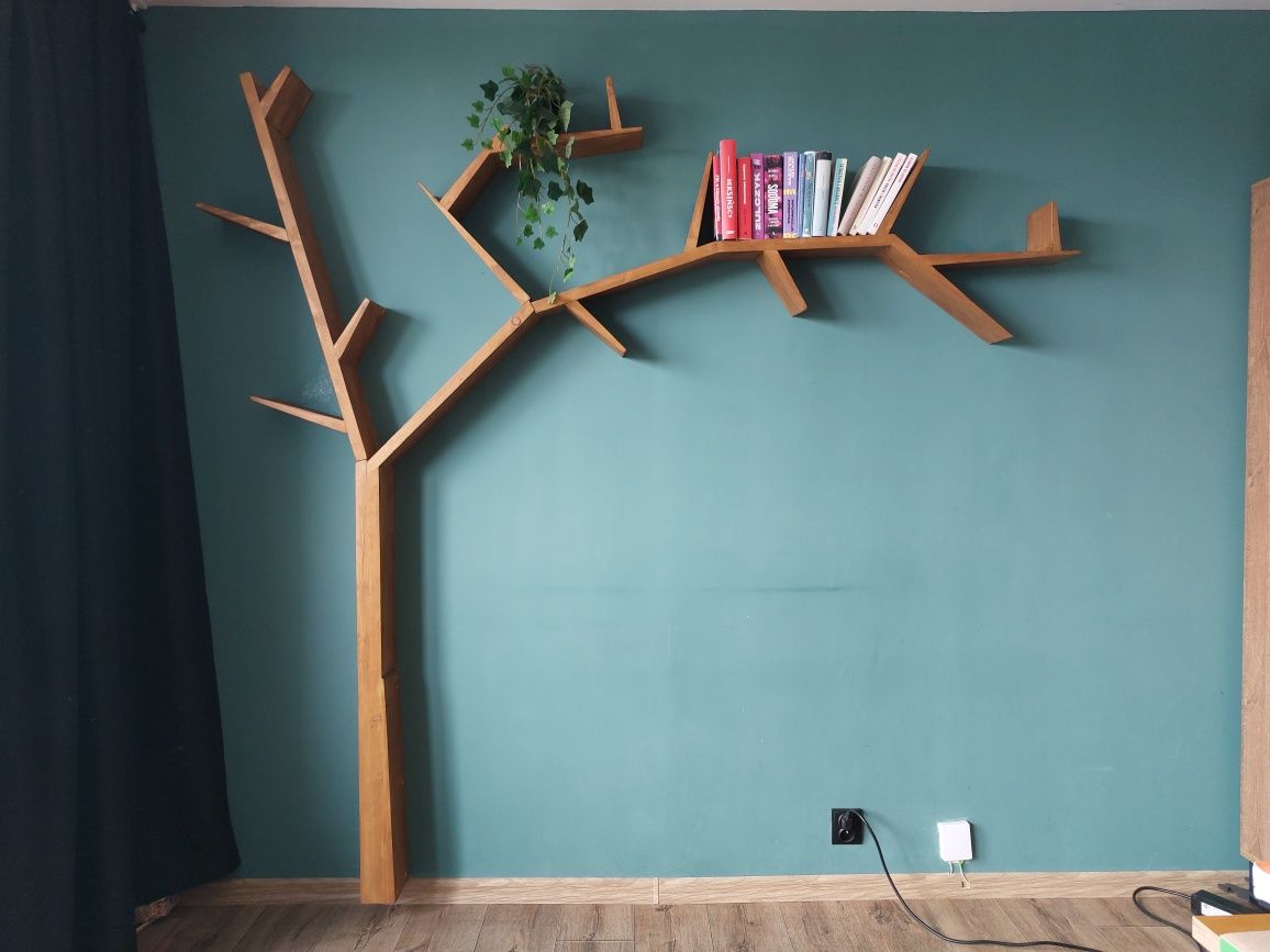Półka drzewo - dąb rustykalny, półka na książki