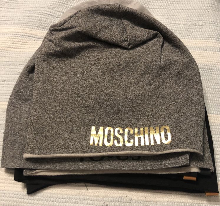 Czapka Moschino szara bawełna uni