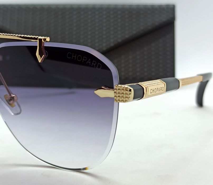 Chopard очки капли унисекс серо фиолетовый градиент в золотом металле