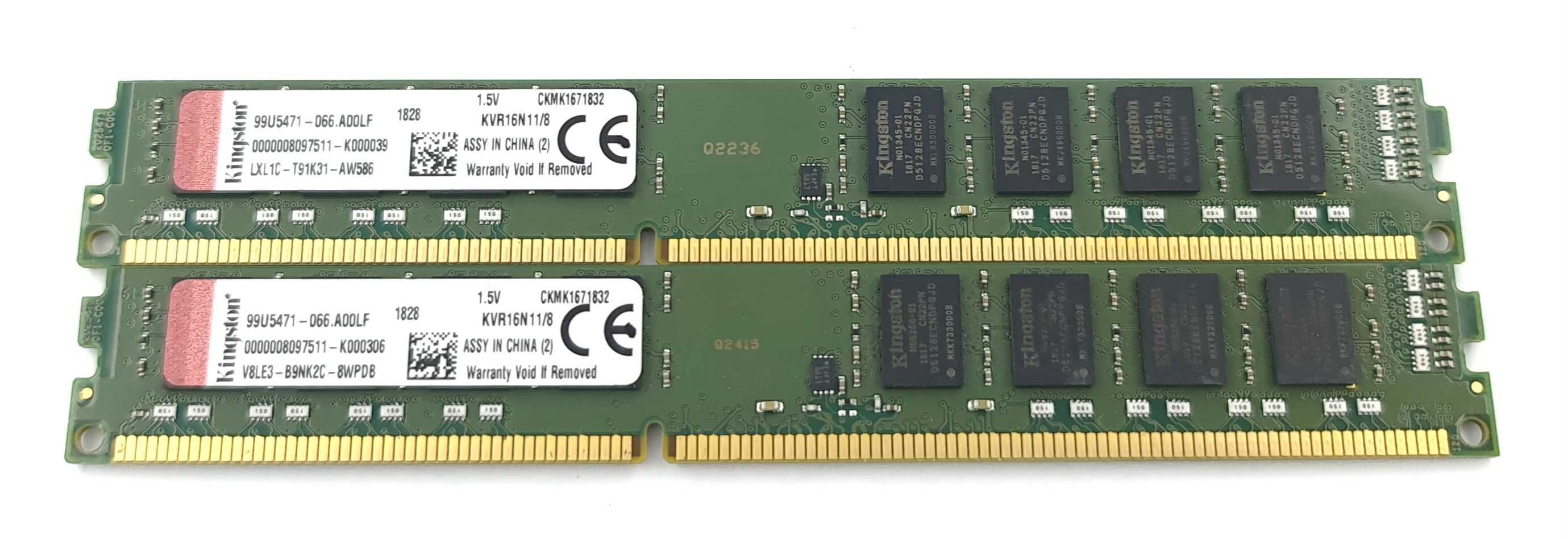 Pamięć RAM Kingston DDR3 2x8GB 16GB 1600MHz KVR16N11/8 LOW PROFILE FV