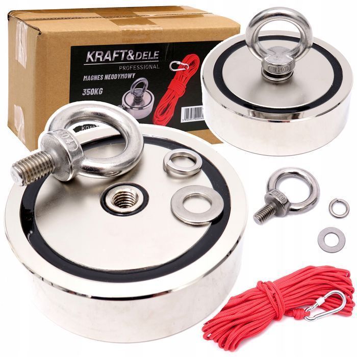 Magnes Neodymowy 350 Kg Do Poszukiwań Lina Uchwyt