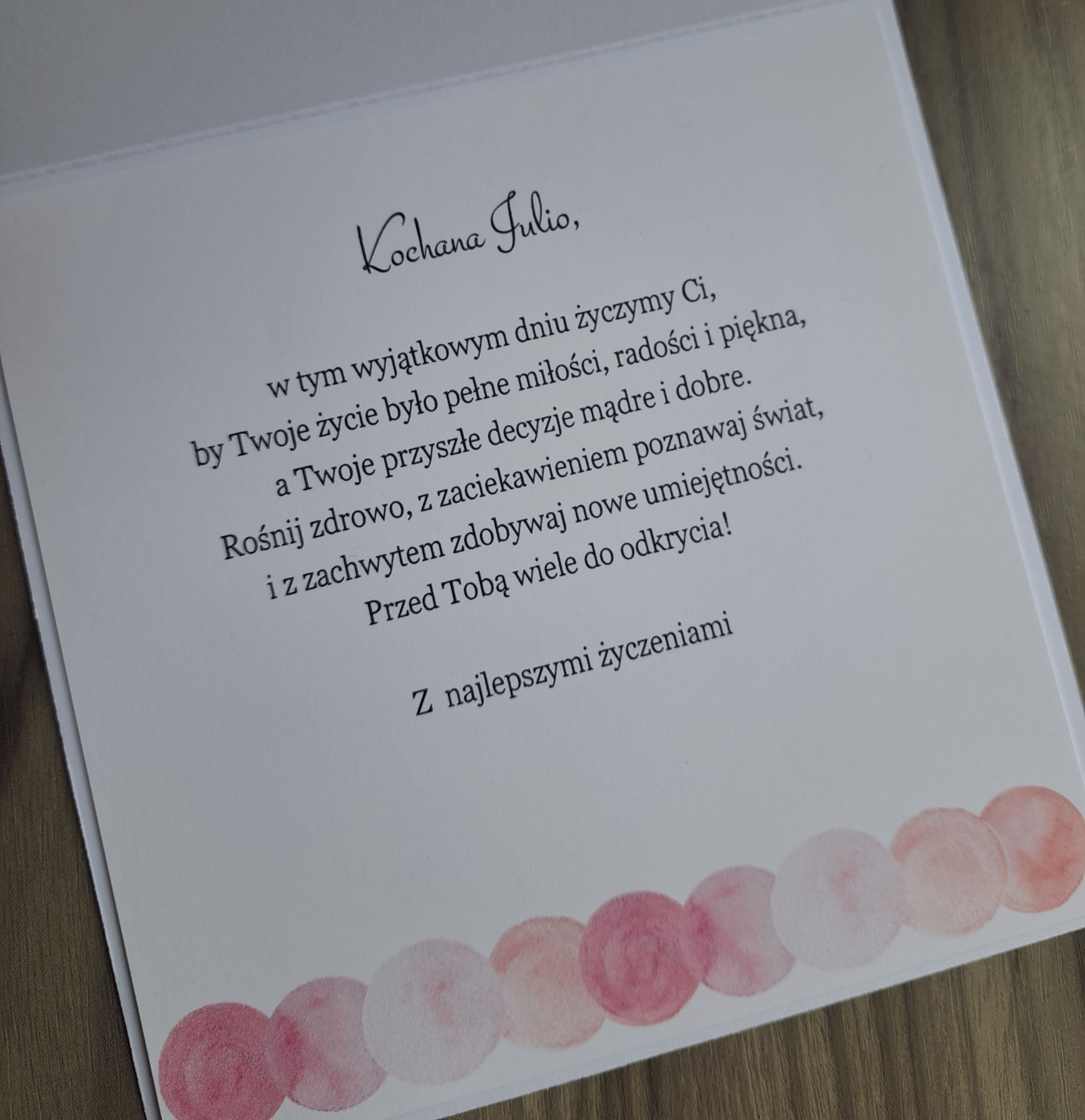 Kartka na Chrzest Święty i roczek personalizowana