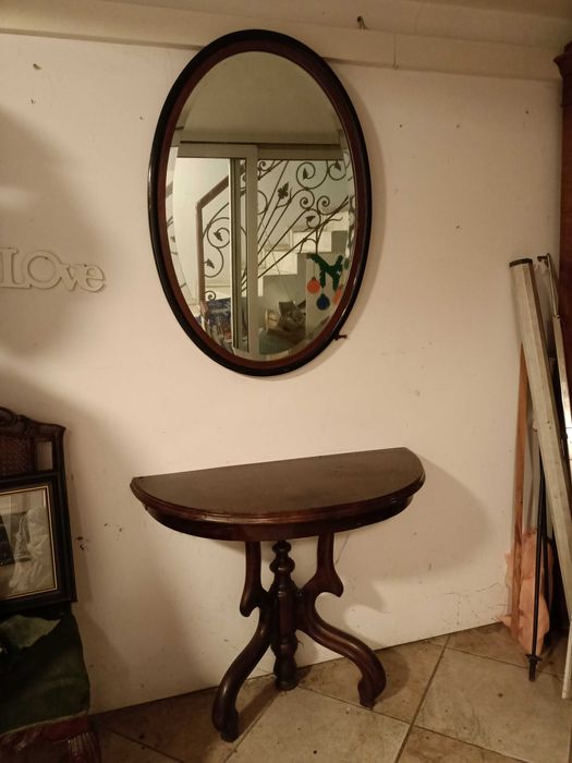 Drewniana Konsola z lustrem