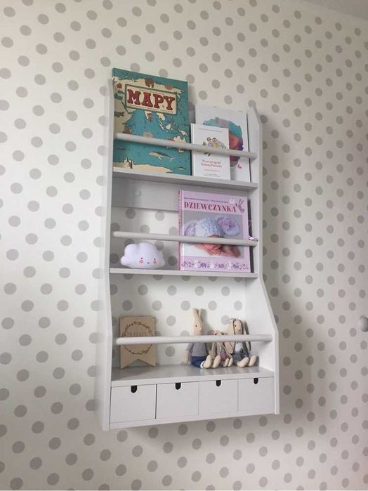 Półka na książki / biblioteczka wisząca / regał ścienny z szufladkami