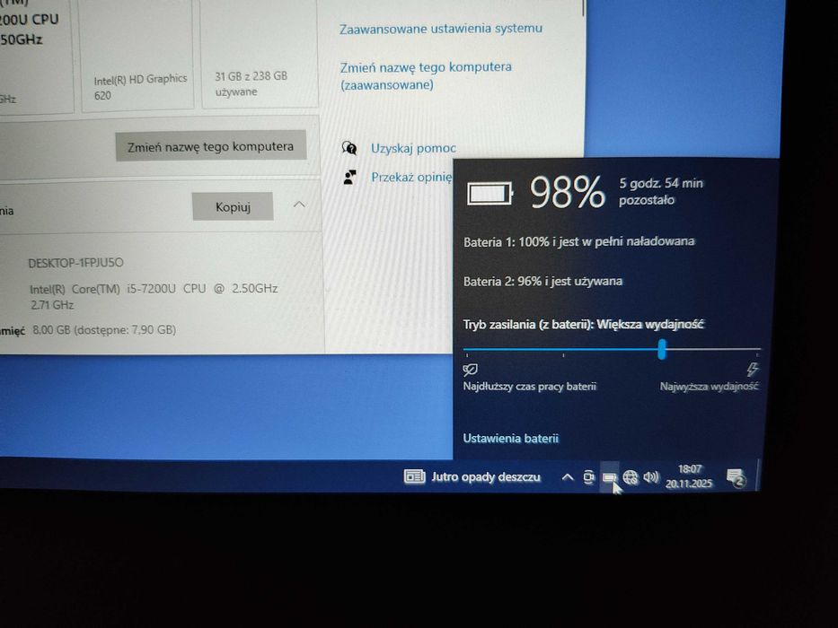 Ładny laptop Lenovo T480 i5 8GB podświetlana klawiatura