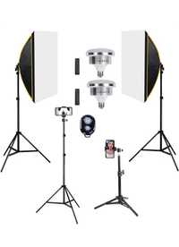 Iluminação kit estúdio profissional led 170w softbox com comando