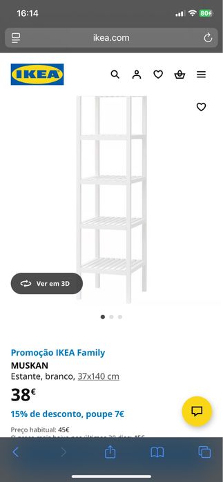 Estante Muskan em madeira (IKEA)