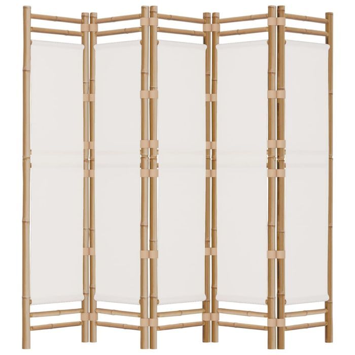 vidaXL Składany parawan 5-panelowy, 200 cm, bambus i płótno