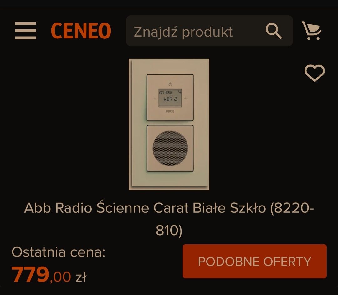 Radio Ścienne carat białe szkło