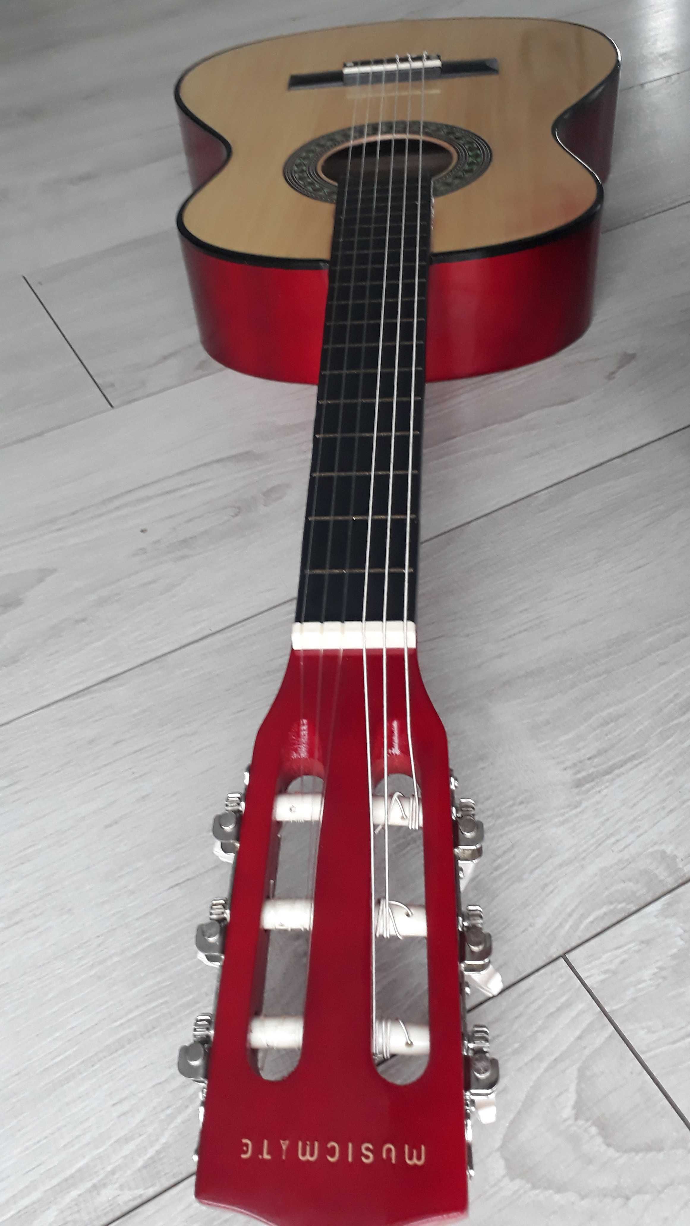 Gitara klasyczna 3/4 do nauki gry dla dzieci czerwona nowa okazja