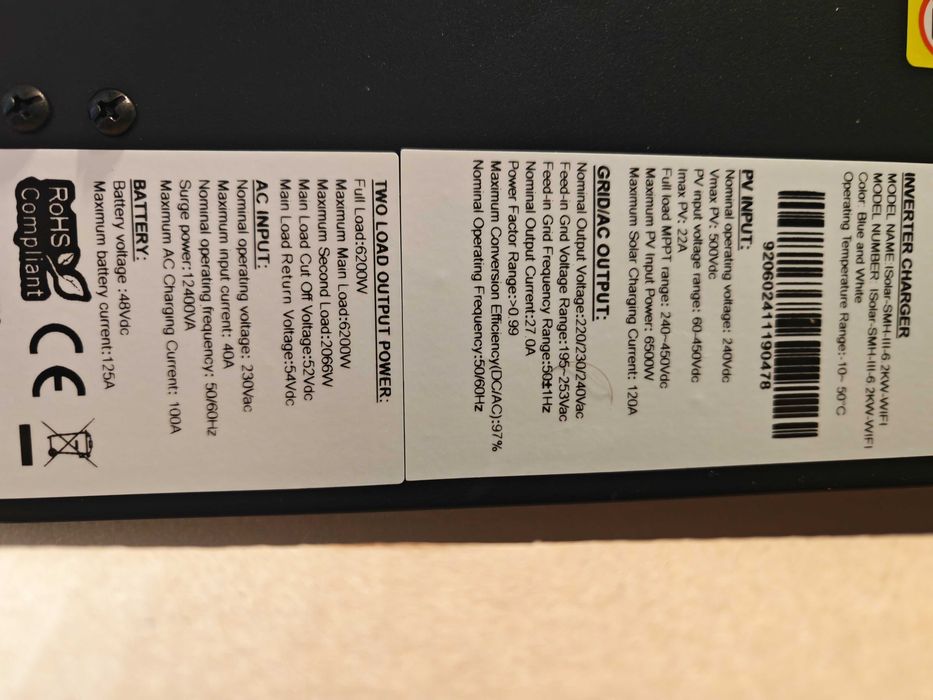 НАЛИЧИЕ! Гибридный инвертор EASUN 6.2kW 48V ISolar-SMH-III WiFi