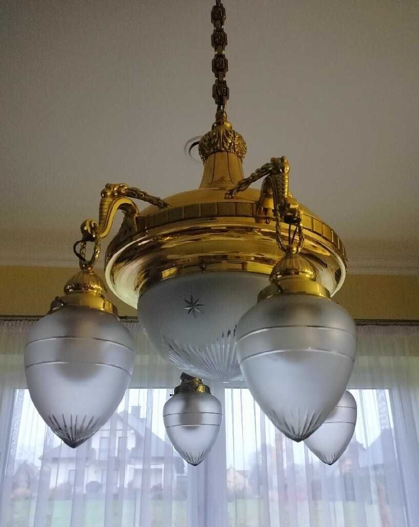 Lampa, żyrandol po całkowitej renowacji, wymienione przewody.