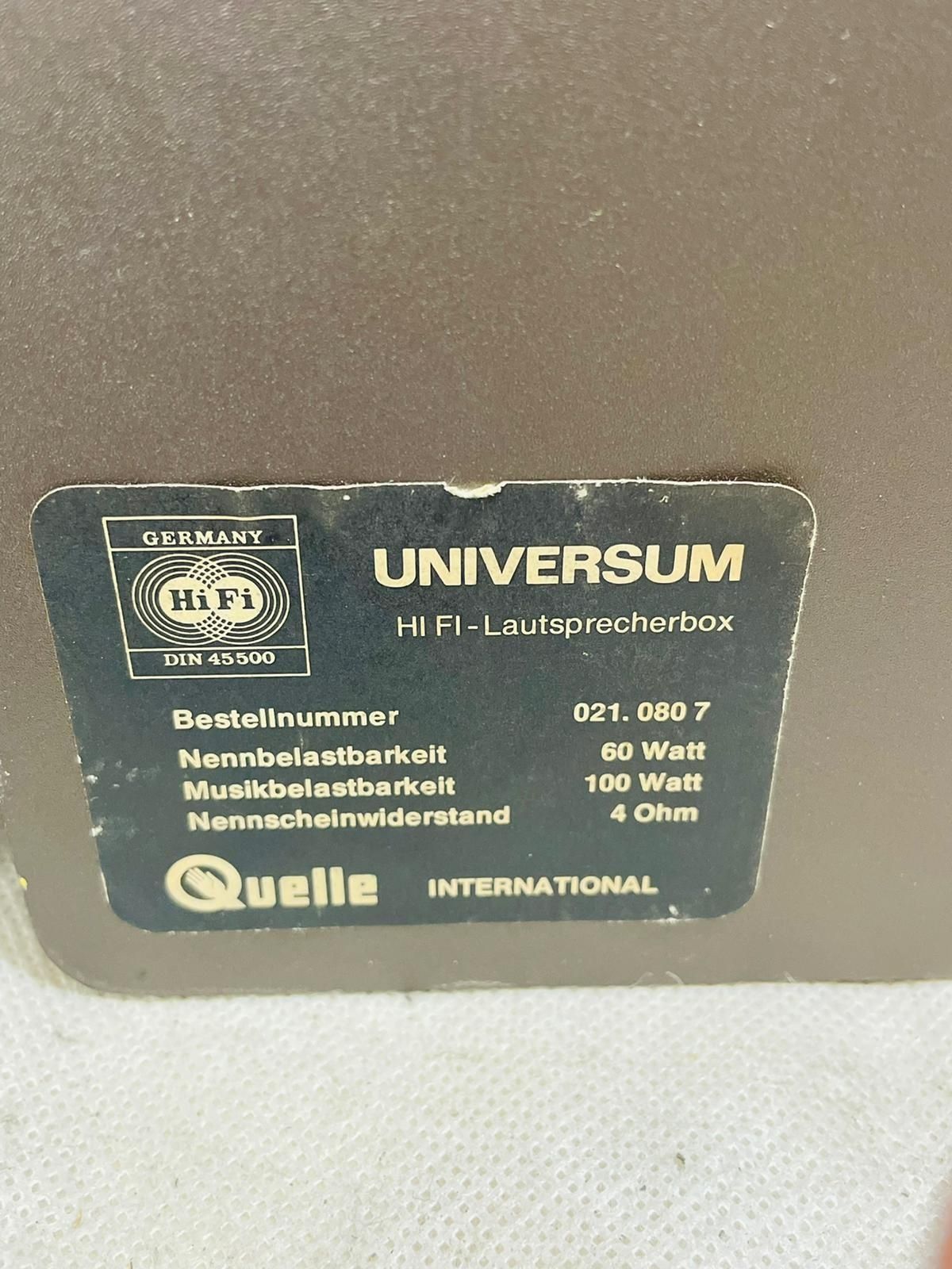 Kolumny Universum Quelle International 60/100W 4ohm Vifa d19 3 drożne