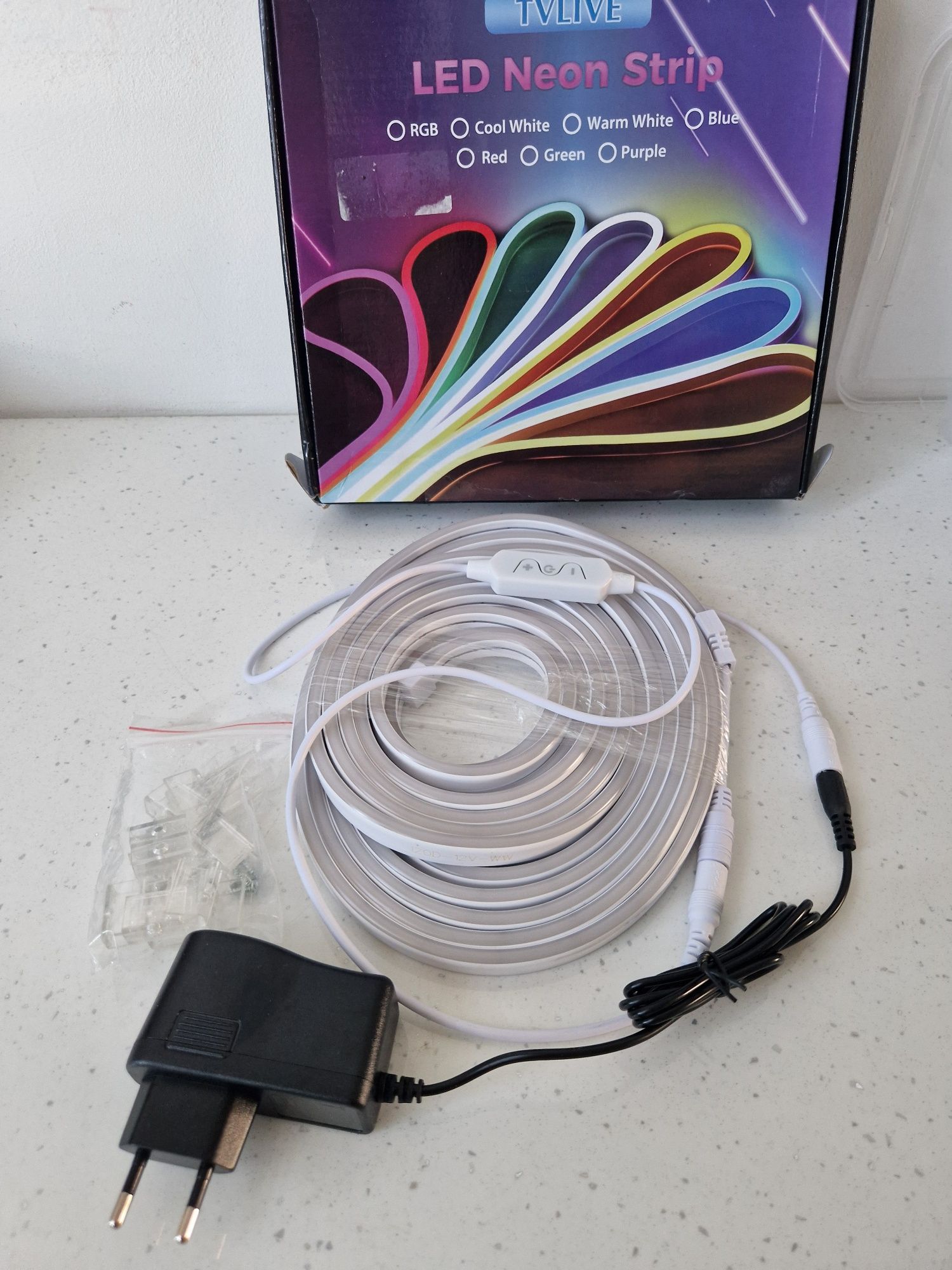 5m taśma LED NEON STRIP, zasilacz i ściemniacz