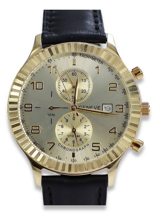 Złoty zegarek męski 14k 585 z żółtego złota Geneve mw007y Poznań