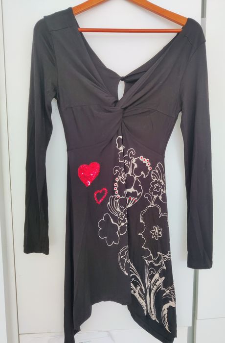 Túnica, manga comprida, preta, Desigual, S