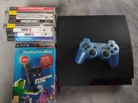 Konsola PS3 Slim 320GB + 7 gier+move starter pack, niebieski kontroler