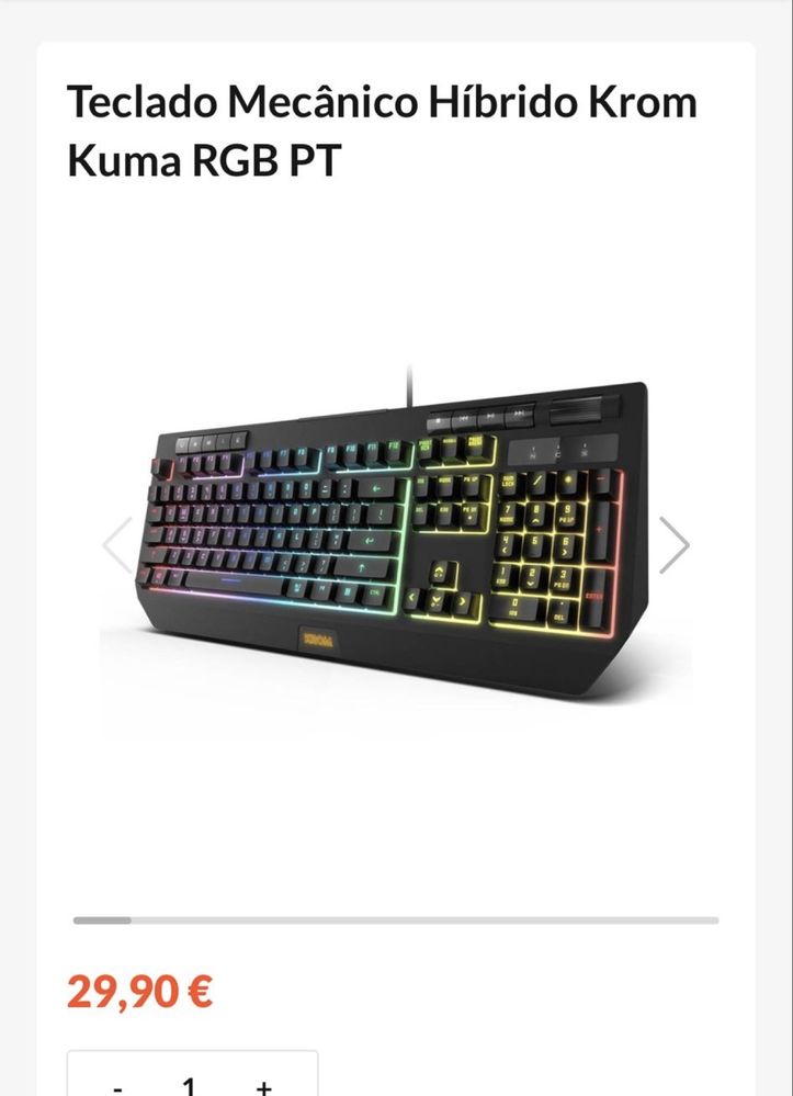 Teclado mecânico híbrido KROM KUMA RBG PT