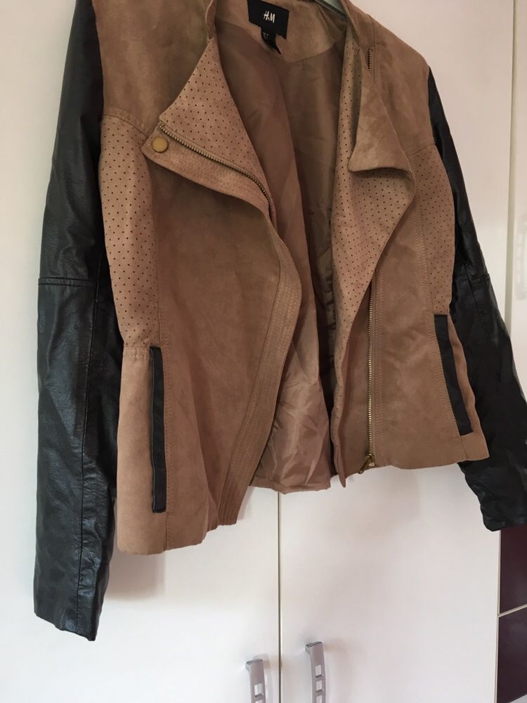Kurtka h&m 36 s ramoneska zamszowa skórzane rękawy