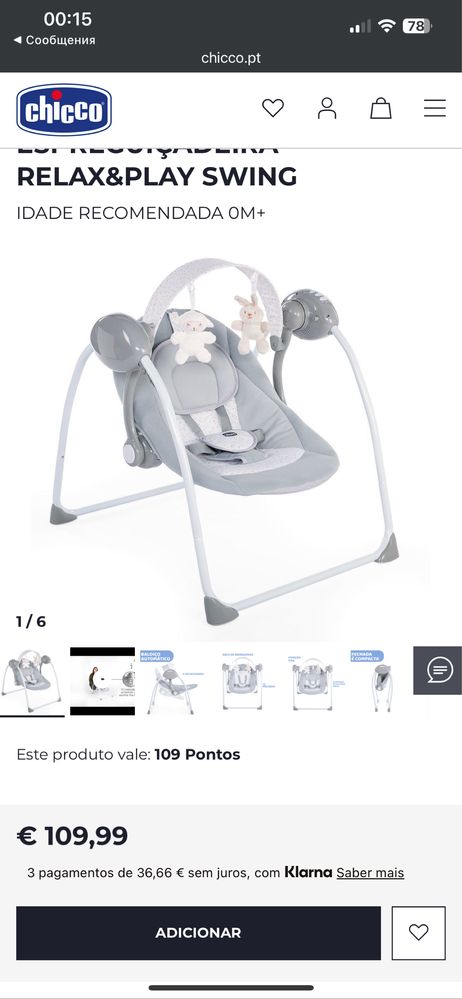Espreguiçadeira relax&play swing chicco