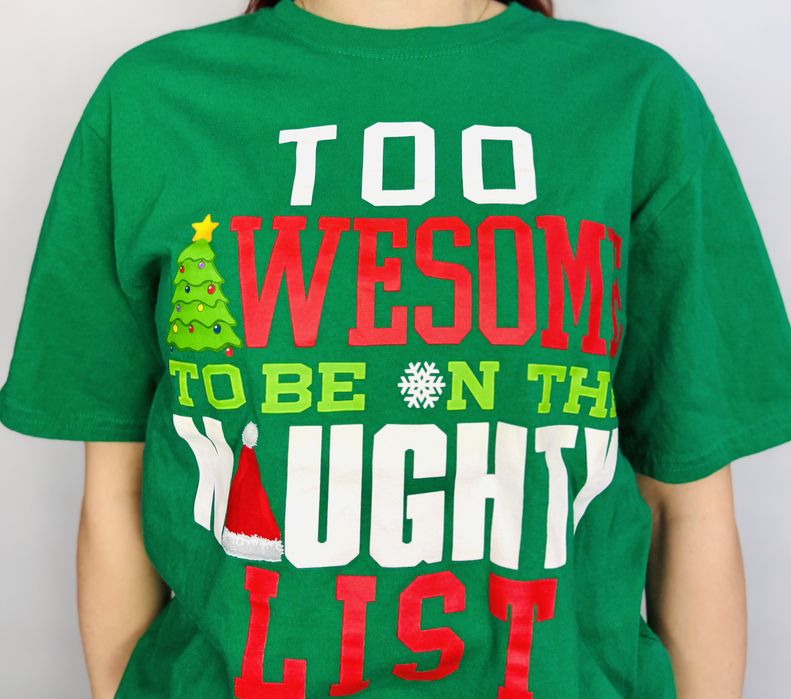 Zielony t-shirt świąteczny z napisem XL 42