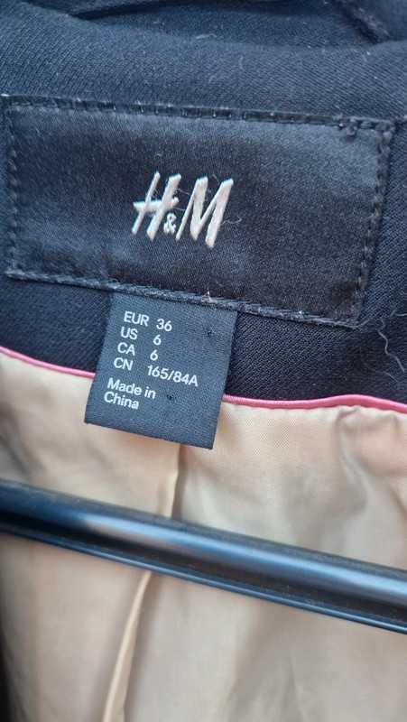 H&M żakiet marynarka czarna klasyczna modna 36/S