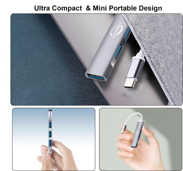 vunvooker 4w1 mini hub usb c z adapterem usb