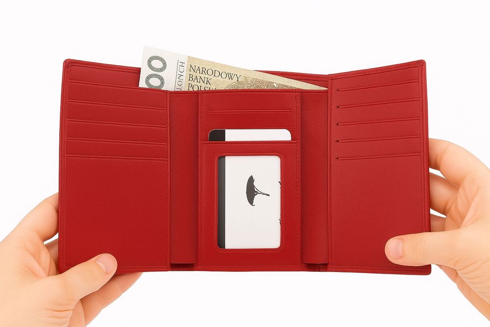 Skórzany portfel damski lakierowany czerwony