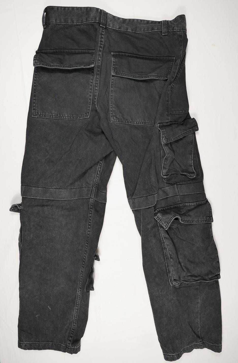 Bershka Spodnie Cargo Multi Czarne Baggy Opium 38