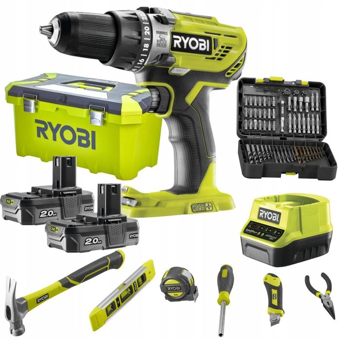 RYOBI WIERTARKO-WKRĘTARKA 2x2Ah SKRZYNKA WIERTŁA