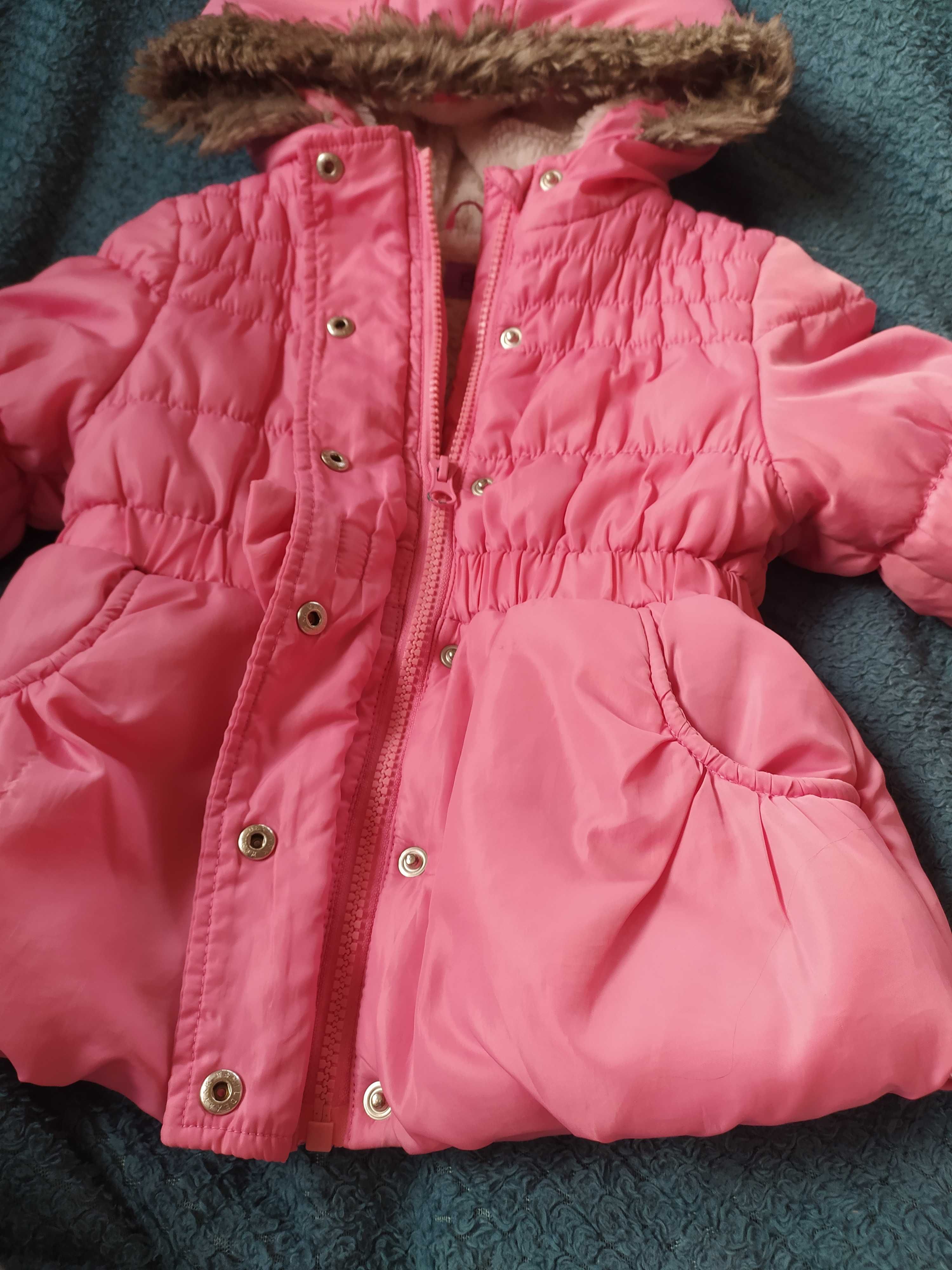 Kurtka dziewczęca zimowa 3-4 lata, roz. 104 różowa kurteczka F&F