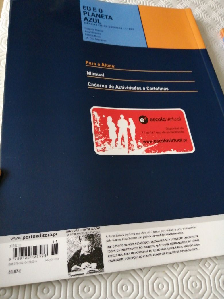 Conjunto manuais + cad ativ Eu e o planeta azul, físico química