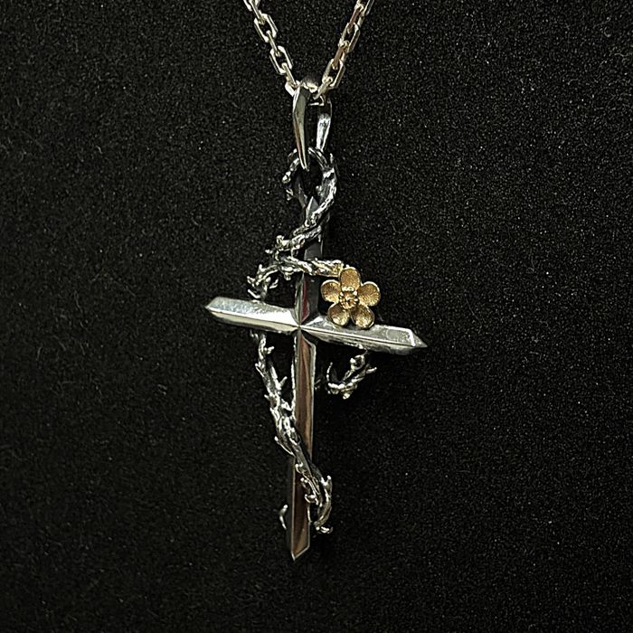 Підвіс-хрест "Цвіт Терену"|Срібло 925|Золото 585|4100 грн.|36х22 мм|3.