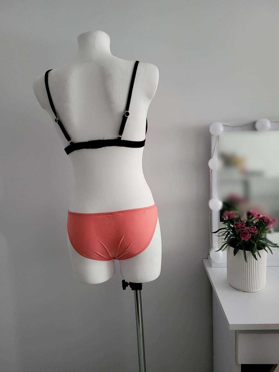 Strój dwuczęściowy bikini siateczka L XL usztywniane miseczki nowy