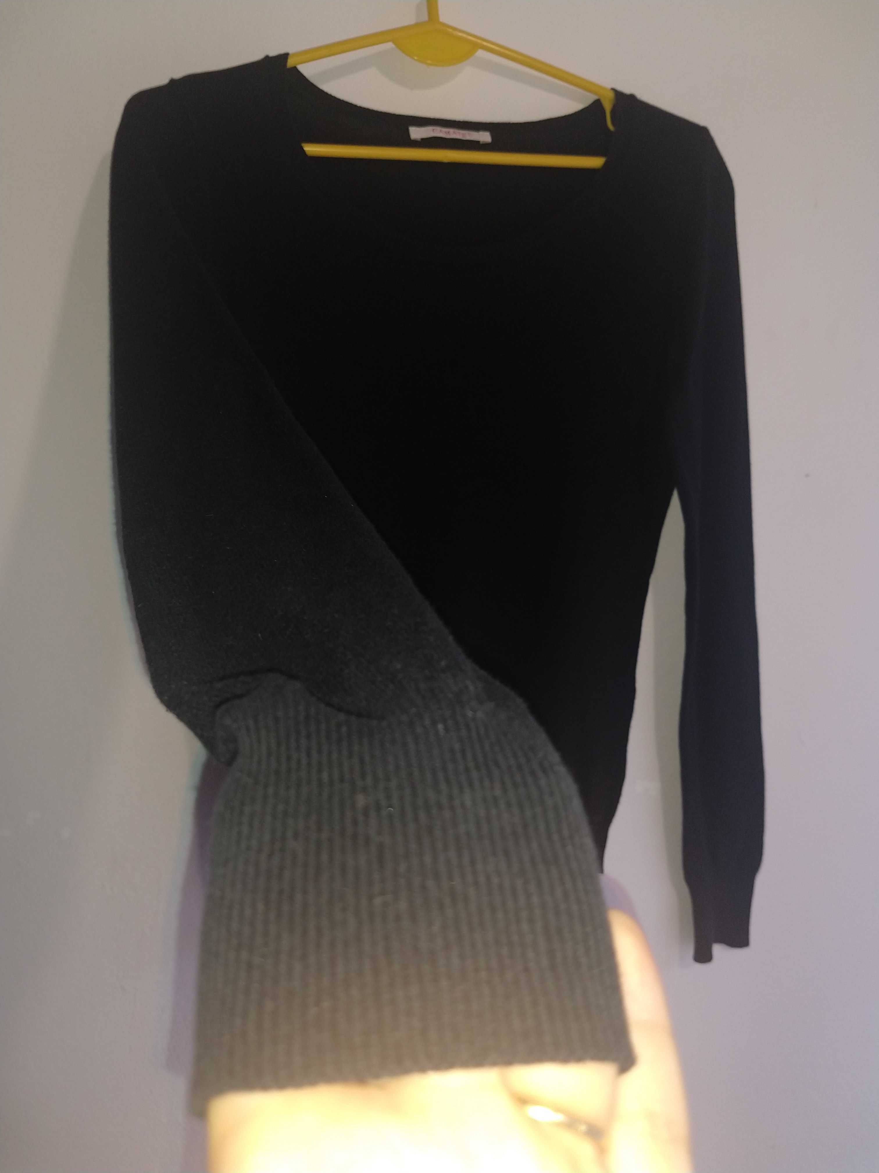 Czarny sweter, dekolt w łódkę - wymiary w opisie