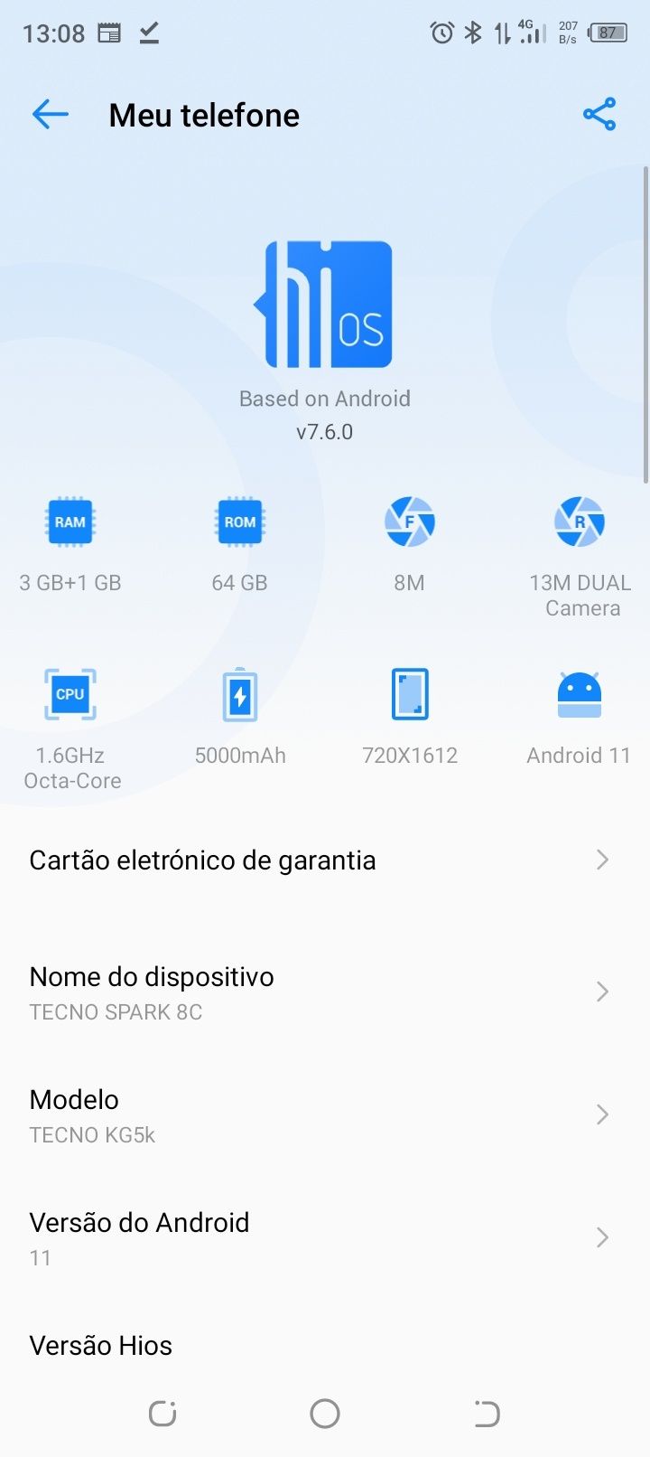Tecno spark 8C Novo