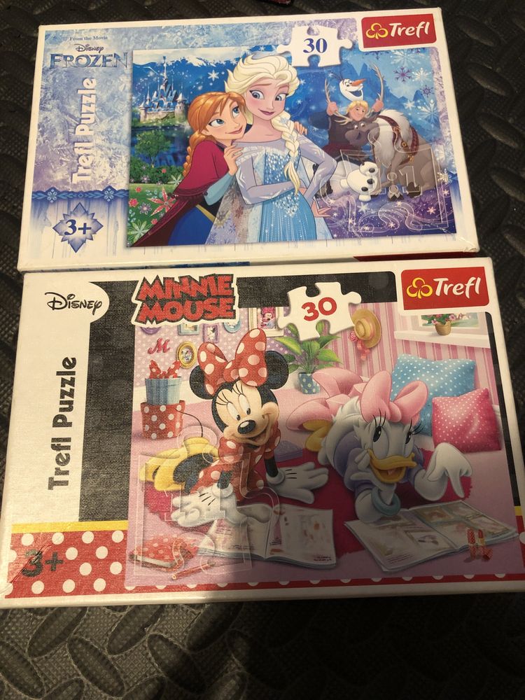 2 x puzzle Trefl Frozen i  Minnie 30 el. Zestaw Kraina lodu