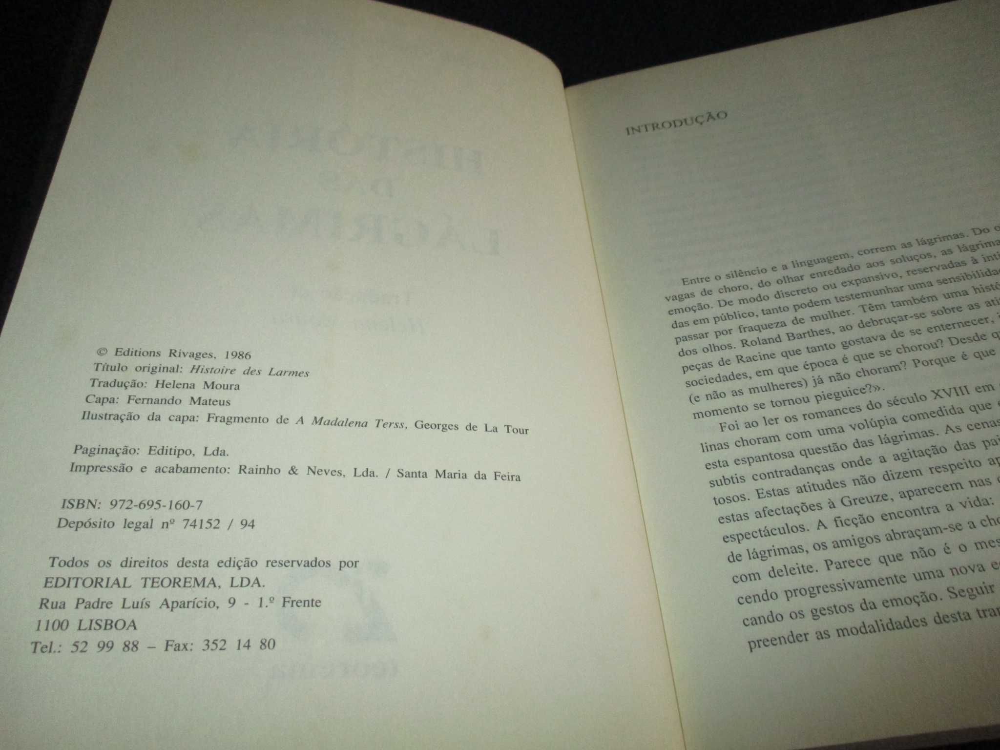 Livro A História das Lágrimas Teorema