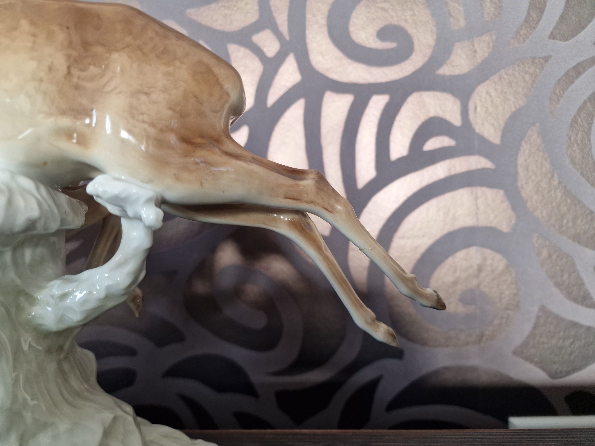 Jeleń i łania, sarna duża figurka z porcelany Hutschenreuther
