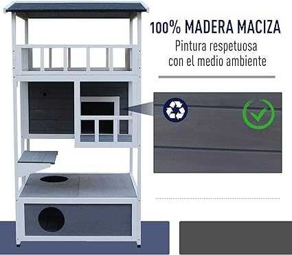 NOVO - Casota de Gato para Interior e Exterior em Madeira