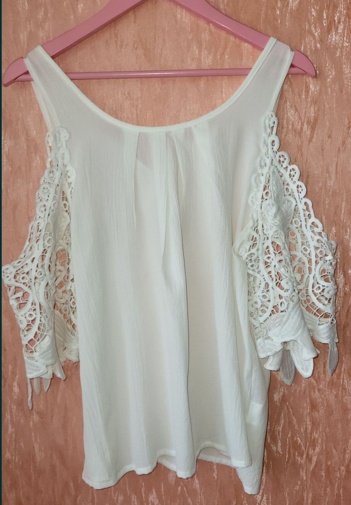 Туника кофта блузка с вышитым кружевным рукавом L-XL