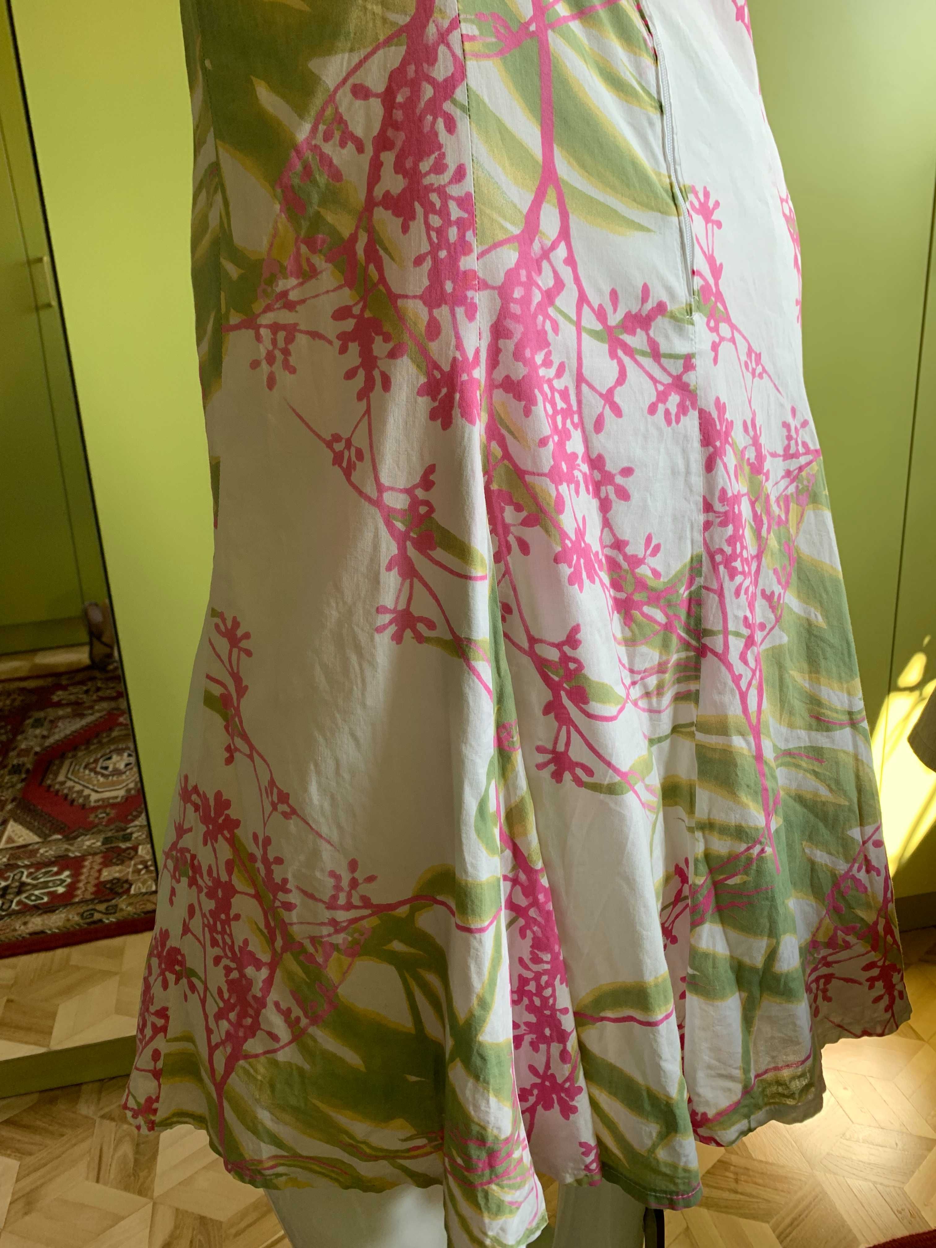 Kolorowa z bawełny sukienka na ramiączkach Promiss L 40