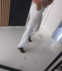 Spodnie białe klasyczne szeroka nogawka Esprit s bojówki damskie