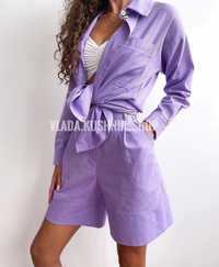 Фіолетовий літній костюм льон бавовна