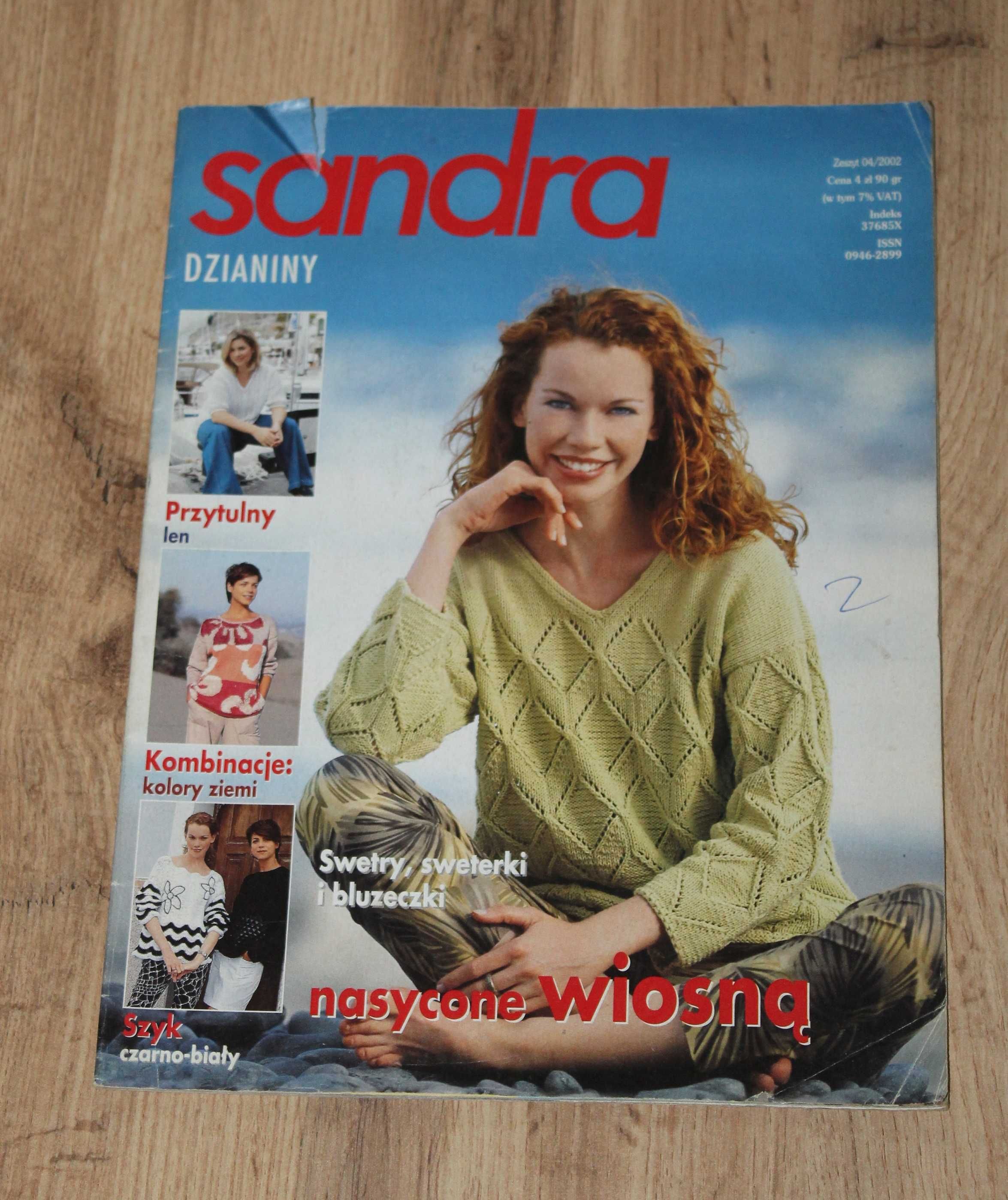 Gazeta Sandra dzianiny 4/2002 + 1/2002  schematy na druty swetry