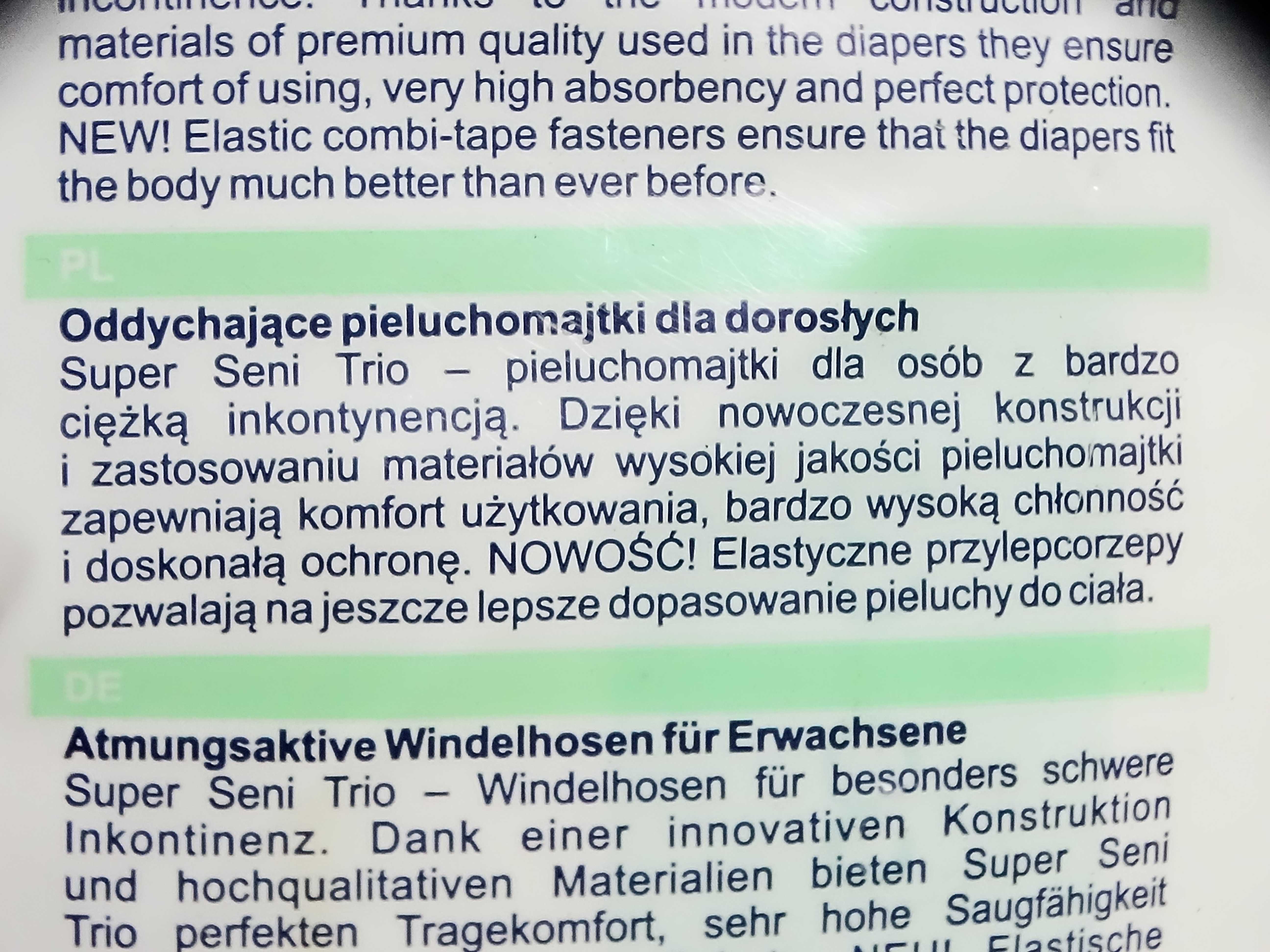 SENI SUPER Pieluchomajtki dla dorosłych 10 szt L