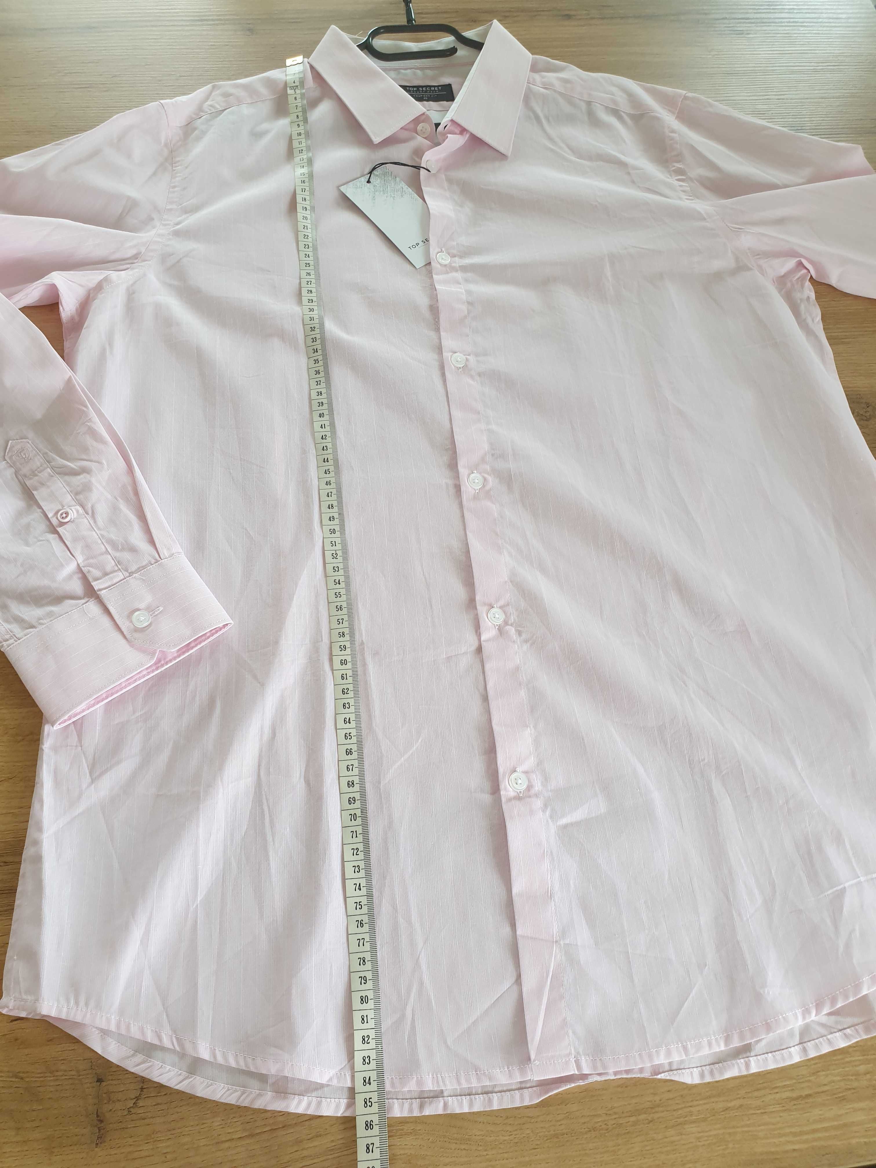 Nowa koszula różowa w prążek,100%bawełna, Top Secret, rozmiar46 (XXL)