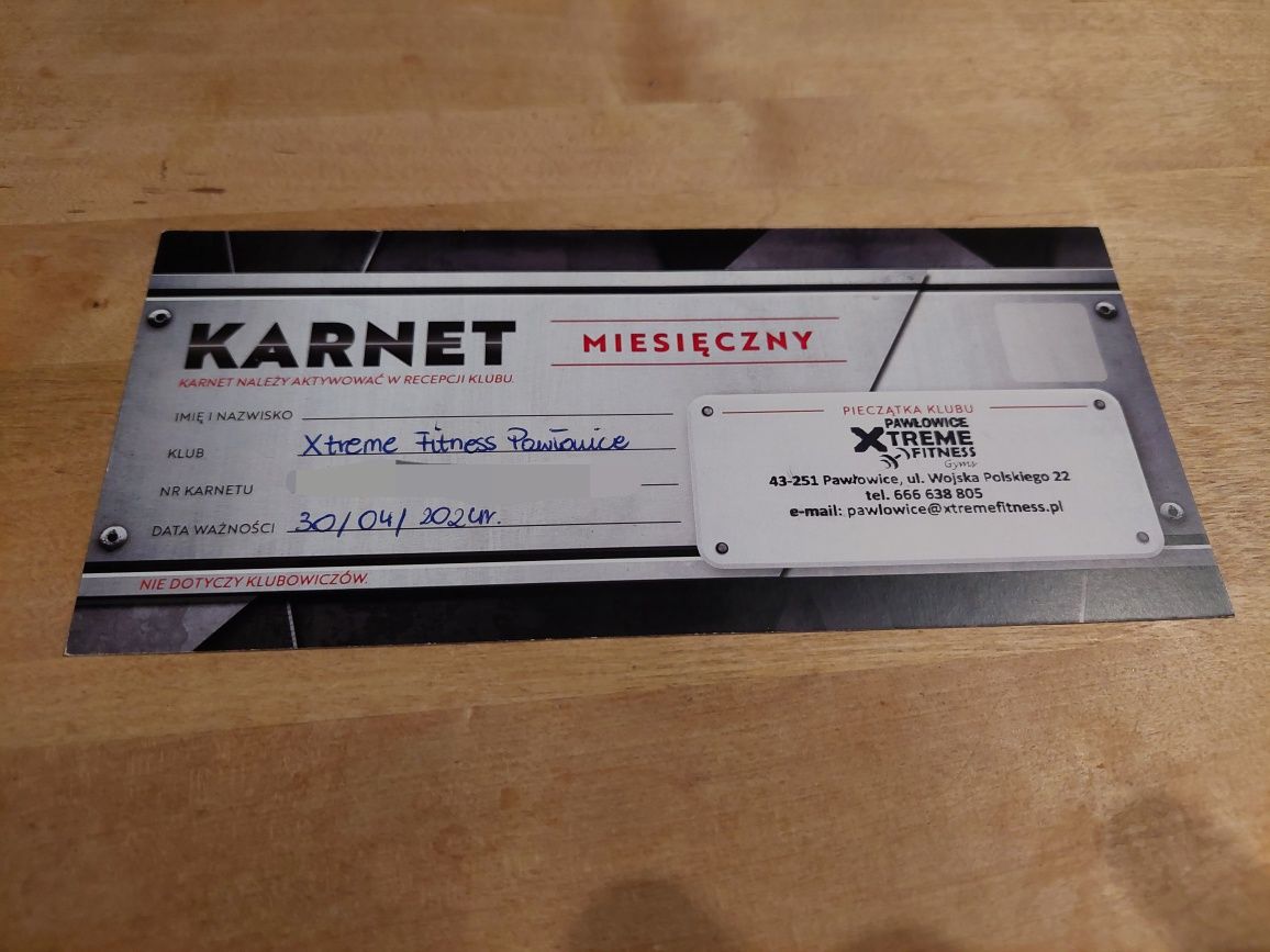 Karnet voucher na siłownię Xtreme